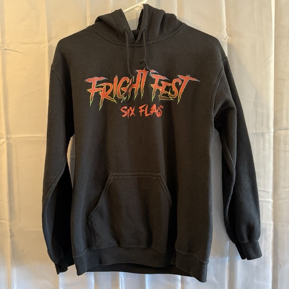 Six Flags Great America S Fright Fest Black Hoodie Clown Horror Severed Spine - Picture 2 of 5